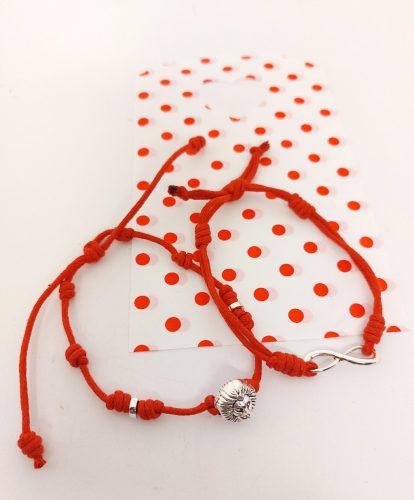 Végtelen szimbólumos, Oroszlános Barátságkarkötők piros zsinórból