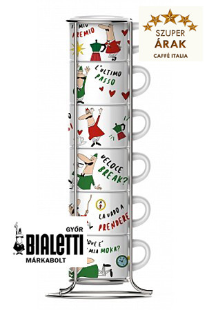 Bialetti espresso csésze szett állvánnyal 6 db