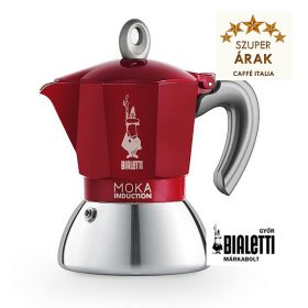 Bialetti Moka Induction 2 személyes inox kávéfőző piros 