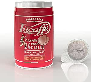 Lucaffé Pulcinella ESE Pod kávépárna fémdobozban 25 db