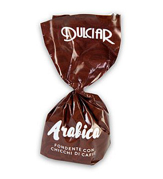 Dulciar Arabica kávékrémmel töltött étcsokoládé praliné 1 kg, kb. 80 db