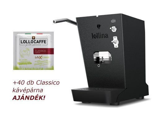 Lollo Caffé Lollina Plus ESE Pod kávépárnás kávéfőző fekete + 40 ajándék kávépárna